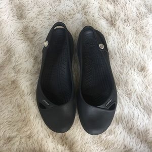 Black Flat Crocs